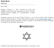 Ruth (Brown) Burk - Obituary - January 31, 2012