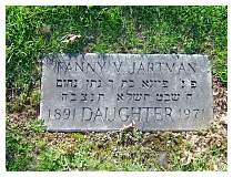 Fanny V. Jartman - Beth Alom Cemetary, Section A, New Britain, Connecticut