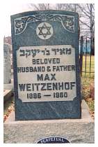 Max Weitzenhof - Ridge Road Cemetery (#2) Tetiever Section, 3824 Ridge Road, Cleveland, Ohio. Section E2 Row G Grave #13