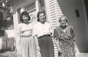 Belle (Ringer) Euster, Sara (Ringer) Rudin, and Lena (Rabinowitz) Ringer - September 1945